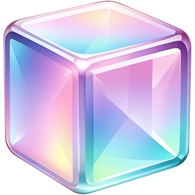 Sparkly glossy Pastel iridescent glass crystal cube emoji