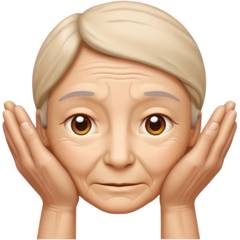 Simple emoji of a face with wrinkles being smoothed by hands,
both hands gently stretching the skin,
wrinkles visible on one part and smooth skin on the other,
clear wrinkle-reducing effect,
simple and easy-to-understand icon,
no beauty or medical elements

 emoji