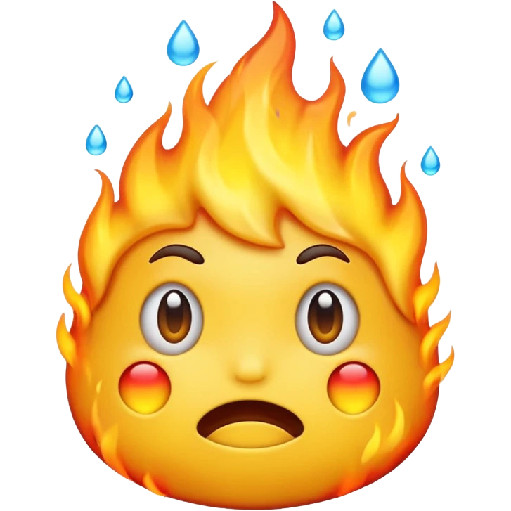 The emoji yellow On fire Scared emoji