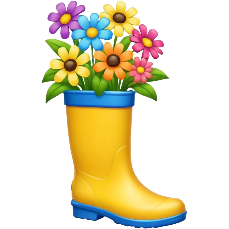 colorful flowers in rainboot emoji