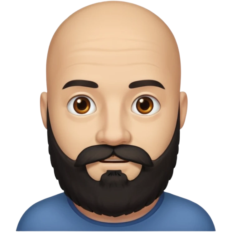 A bald man with a full thick bushy black beard emoji