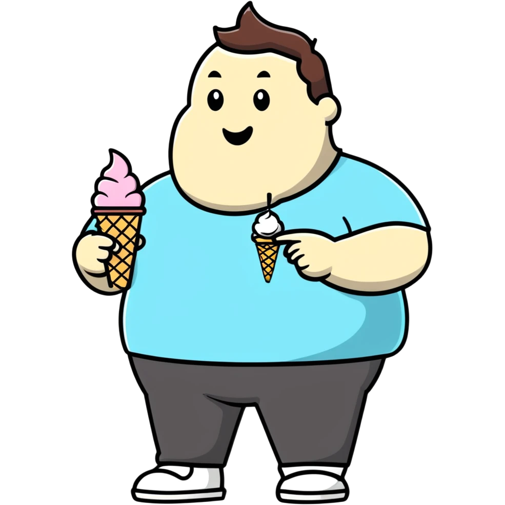 fat man with ice cream, inspired by Lilo and Stitch emoji
