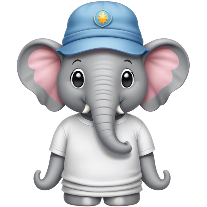 Un elefante que tenga una camiseta de fantastic con un gorro de cumpleaños feliz que sea tierno  emoji