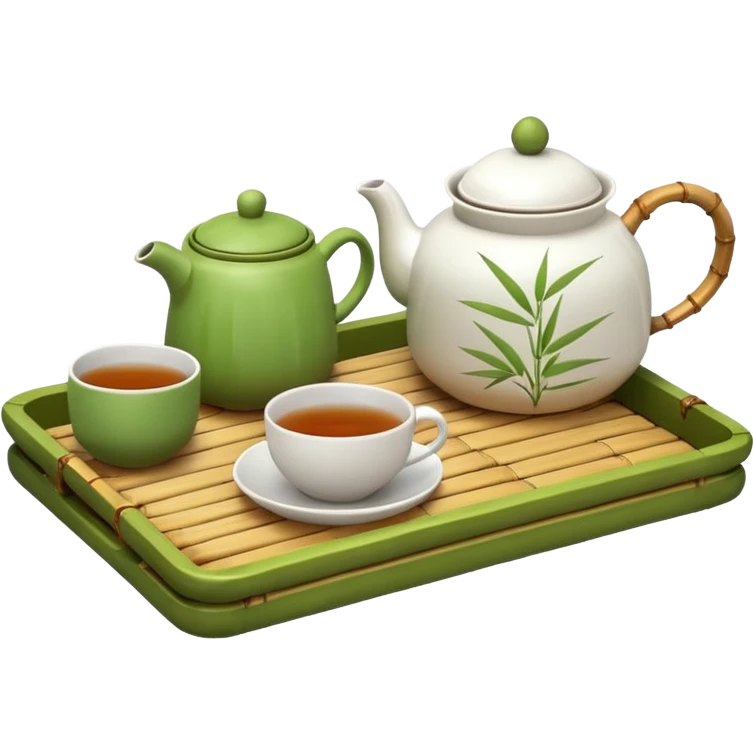 japan bamboo tray with a teapot and cup emoji