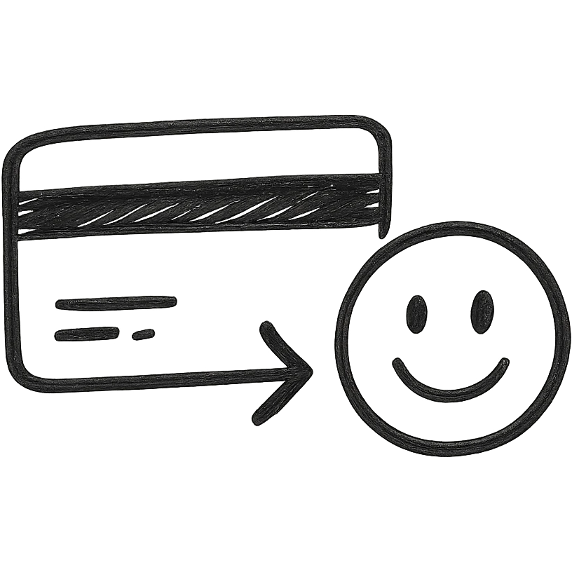 Minimalist buying emoji, minimalistic, abstract credit card with purchase symbol, black and white. emoji