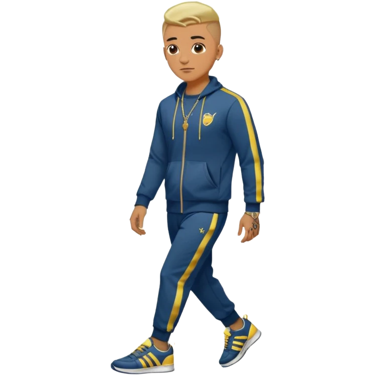 Capelli rasati ai lati con sfumatura, sopra corti e fissati con gel. Look curato e deciso. Indossa tuta firmata (Nike, Adidas, Lacoste, EA7) o jeans skinny, scarpe vistose come Air Force 1. Sempre presenti borsello a tracolla e collana d’oro E tatuaggi d’appertutto a mezzo busto emoji