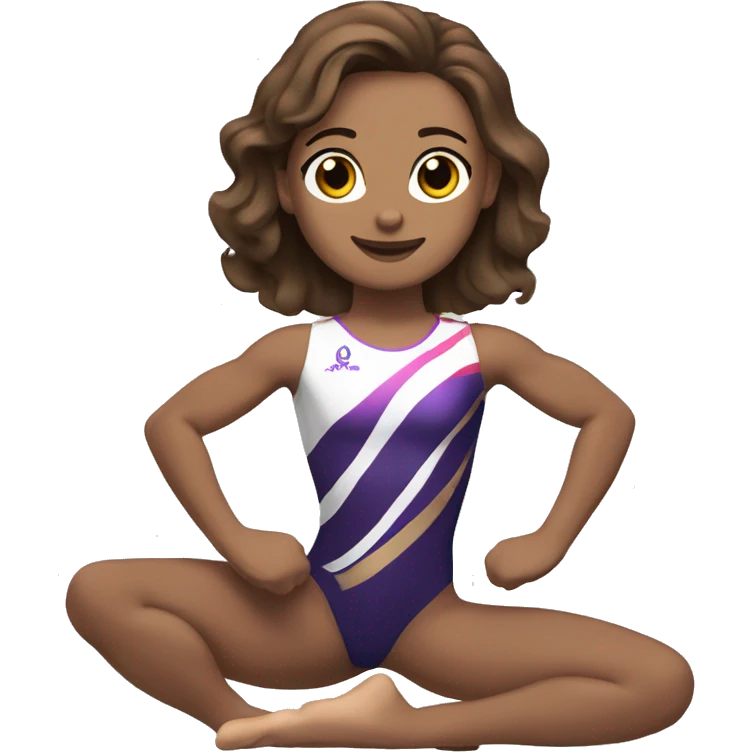 a gymnast with brown hair and brown eyes doing a split both legs on the ground emoji