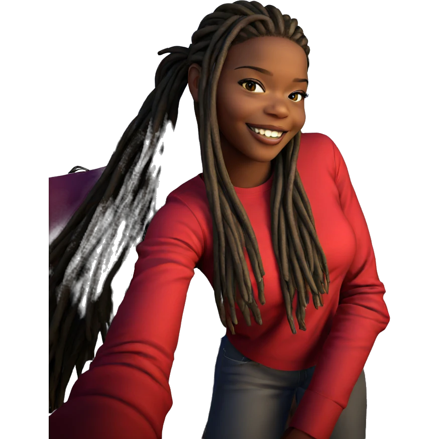 smiling girl with dreadlocks emoji