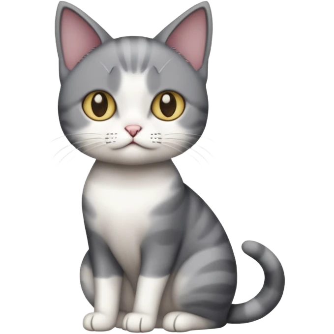 full body small short hair dark grey and white cat emoji