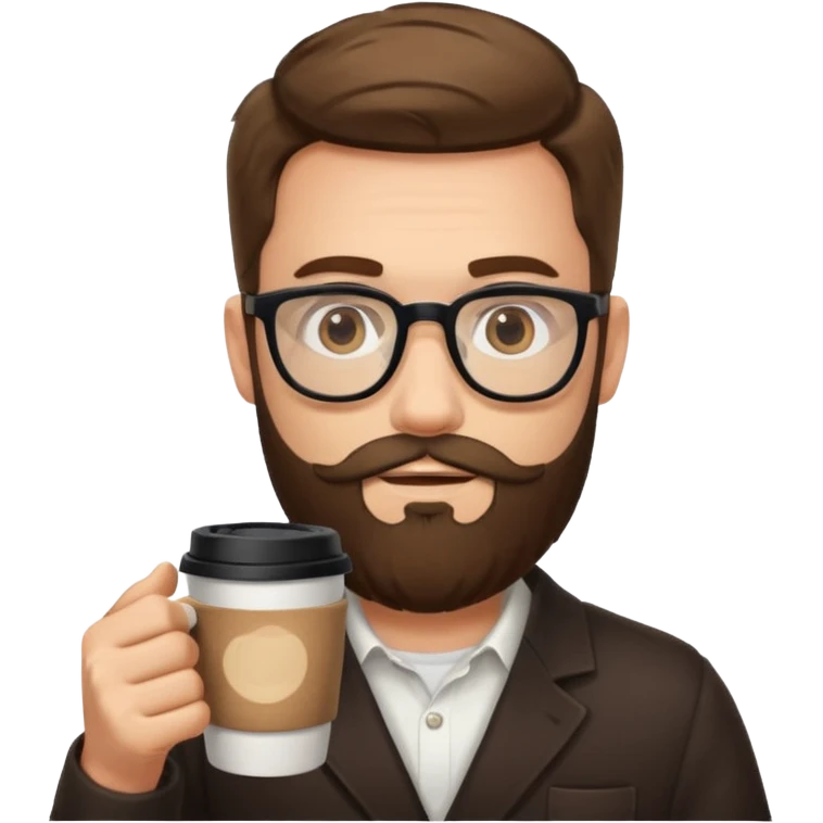 men with bearded with opticals  on holding coffee emoji