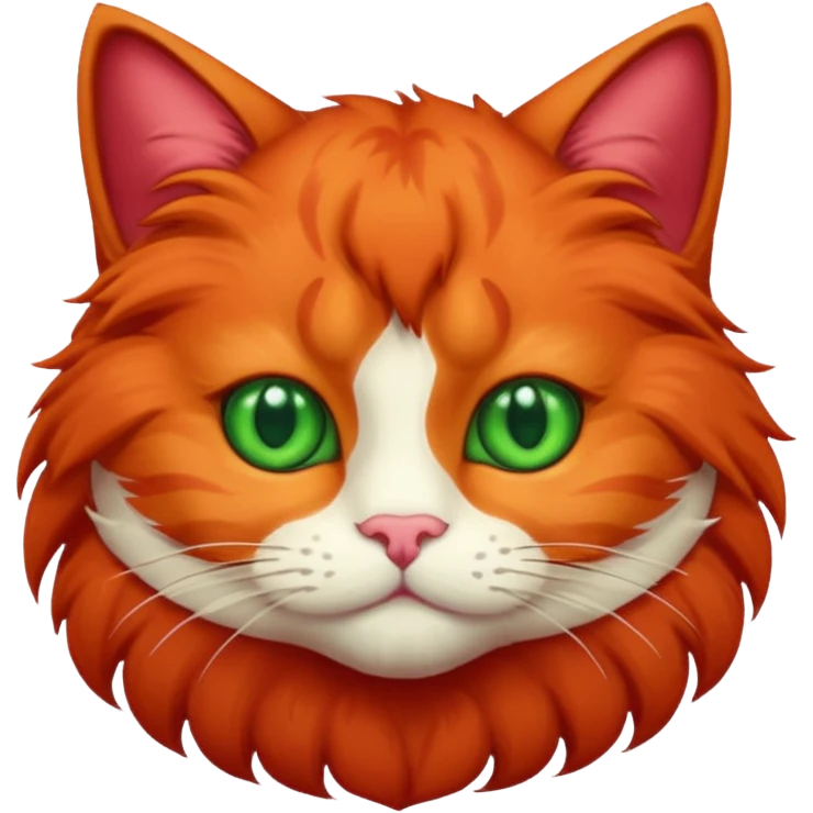 Red cat with green eyes emoji