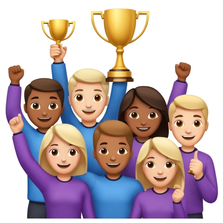 team celebrating with trophy emoji