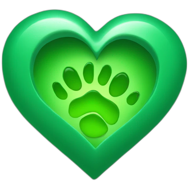 cat paw inside green heart emoji