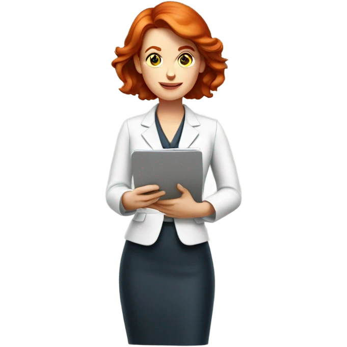 medium red hair woman nutritionist working emoji