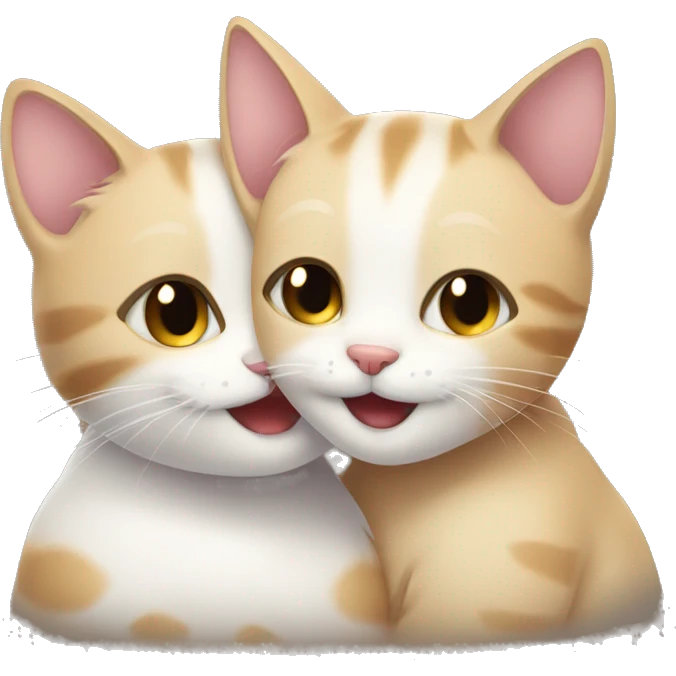 a lovely cat smiling and hugging other cat emoji