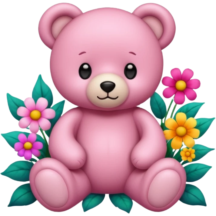 Oso rosado flores emoji
