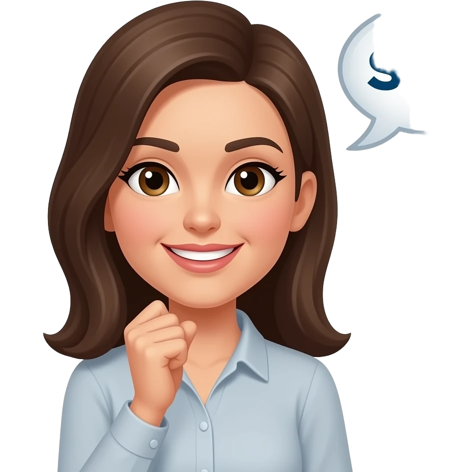 Women holding her fist up to, just below, her chin with STFU coming out of a word bubble emoji