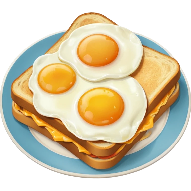 breakfast sandwich on a plate with eggs on the side emoji