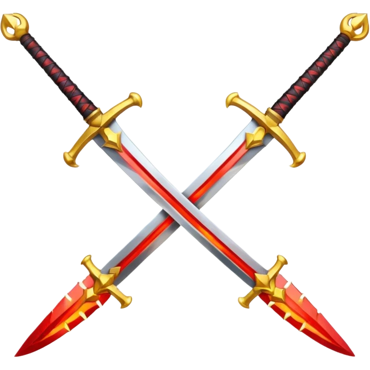 Fully yellow two swords crossed fiery with red gems emoji