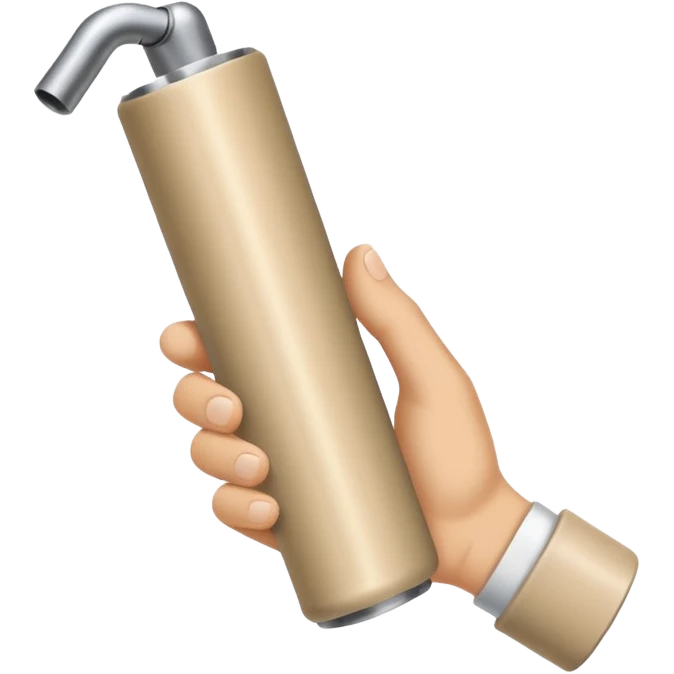 one single beige skin colored hand holding a cylindrical tube emoji