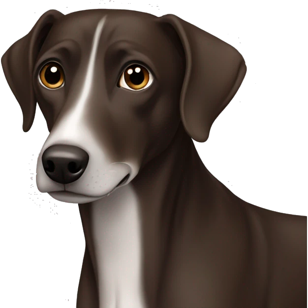 All Dark brown Formosa mountain dog and Italian greyhound mix, dark brown eyes, ears up emoji