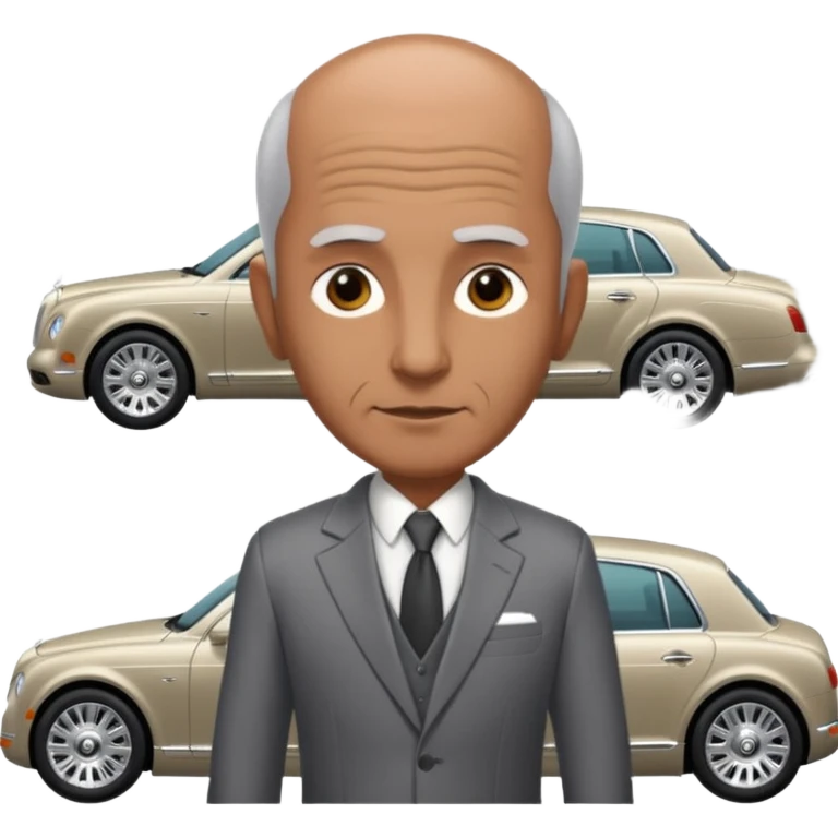 Balding graying indian guy in suit with a bentley emoji