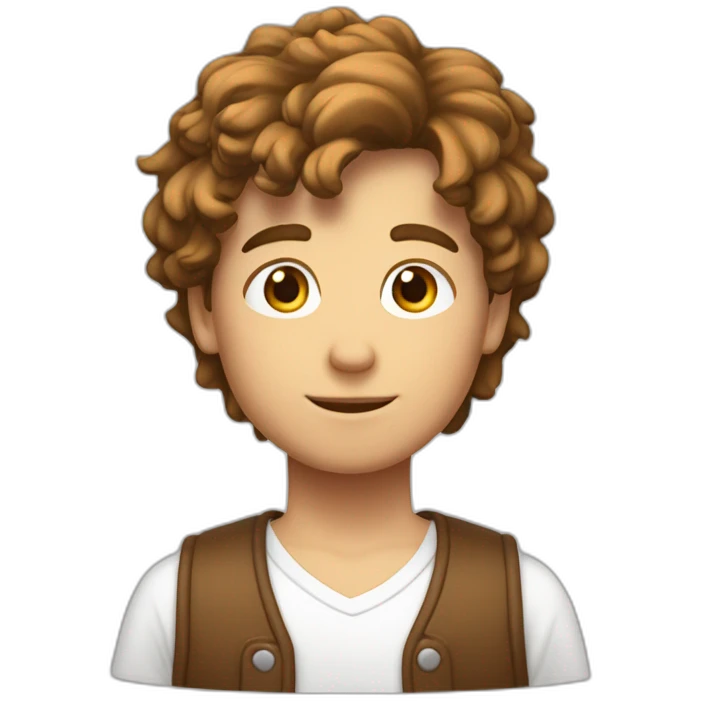 Garçon blanc et cheveux marron emoji