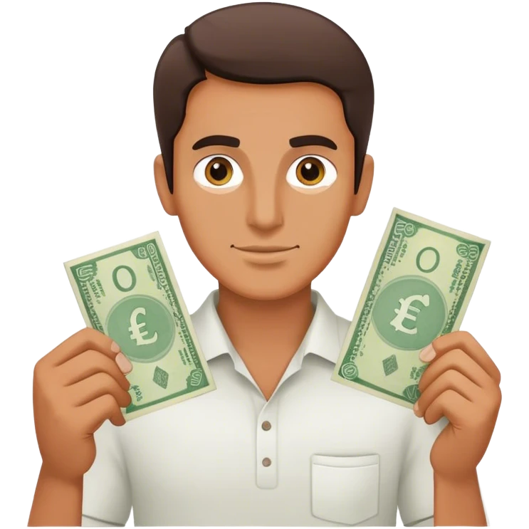 a man with a pakistani cureency in hand emoji