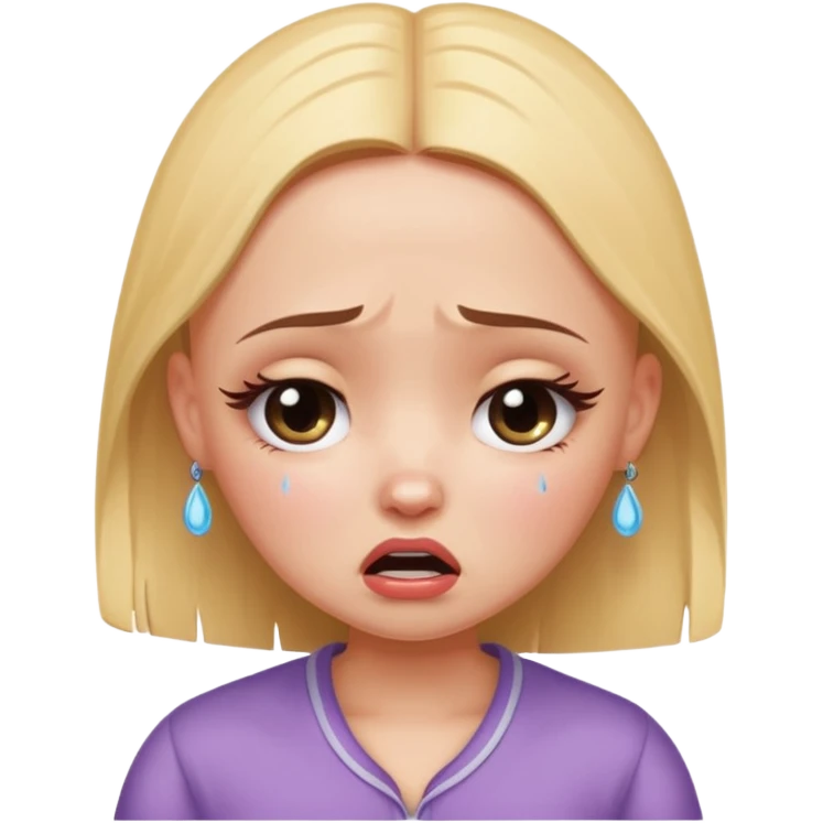 a pretty bratz fair bald girl crying  emoji