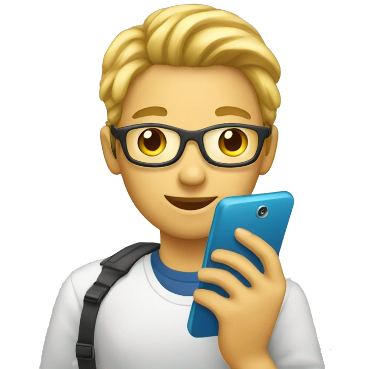 beginner student with a phone emoji