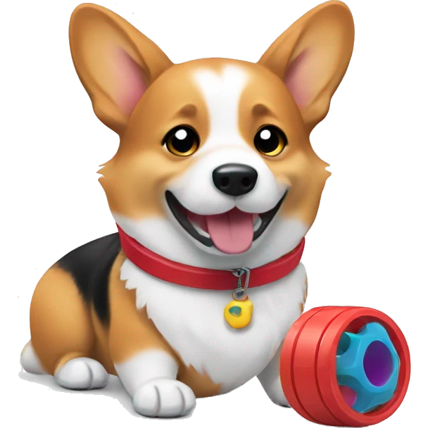 corgi playing with toys  emoji