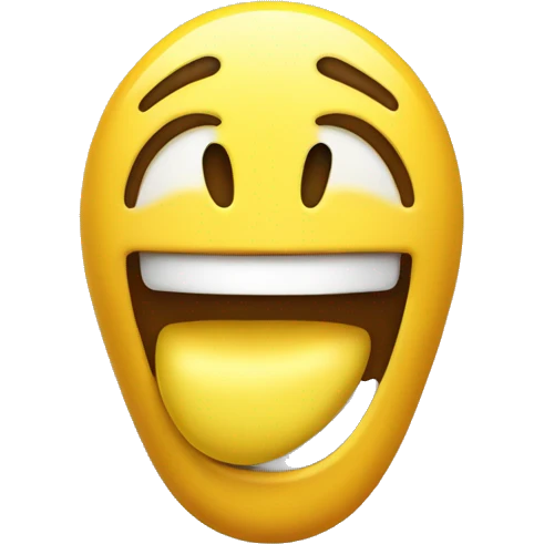Smiling face with yellow bone hanging out of mouth emoji