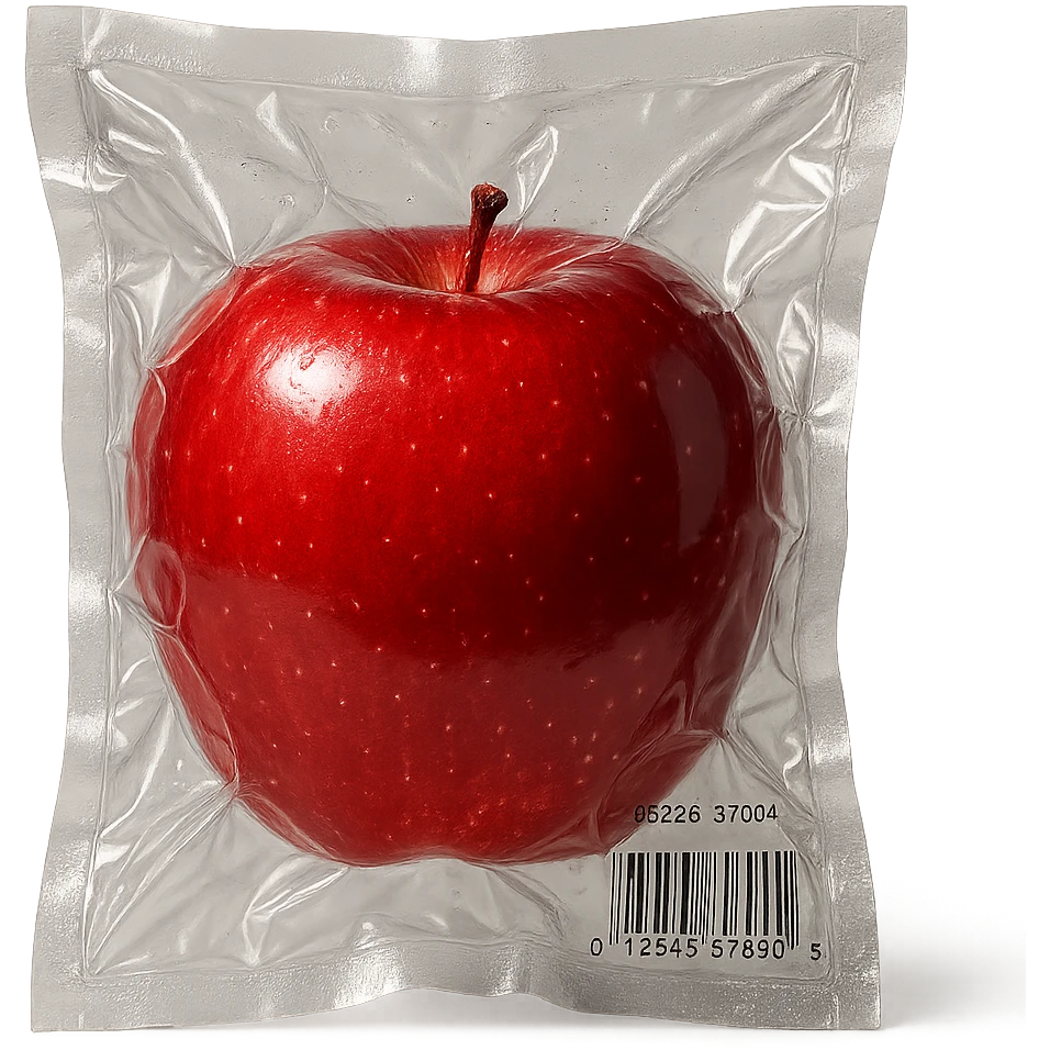 shiny apple in vacuum-sealed style emoji