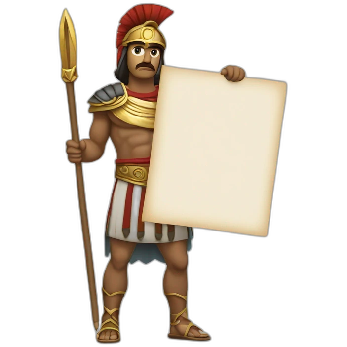 grecian warrior holding blank sign emoji