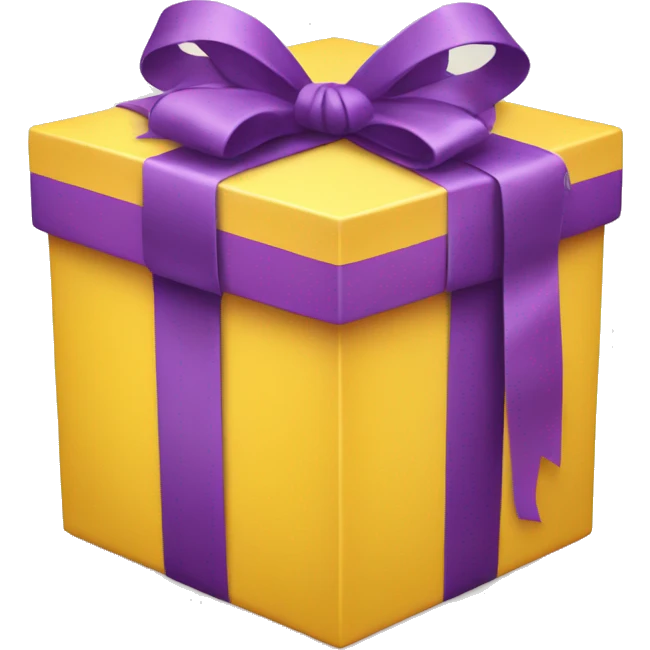 A yellow gift box with a purple ribbon emoji
