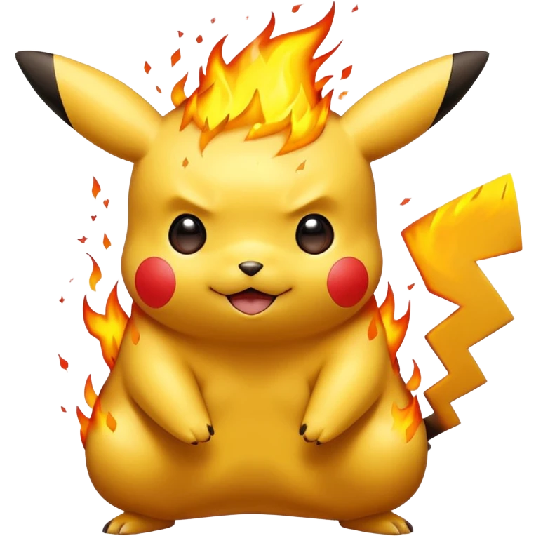 pokemon pikachu surrounded by fire emoji