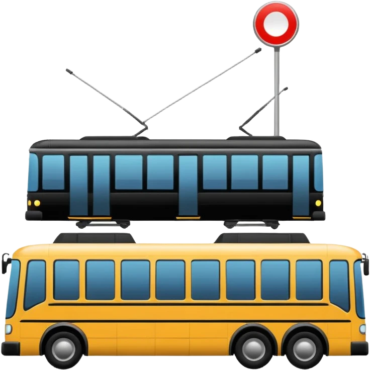 bus tram and geolocation emoji