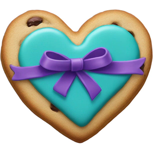 Cookie heart with teal purple awareness ribbon emoji