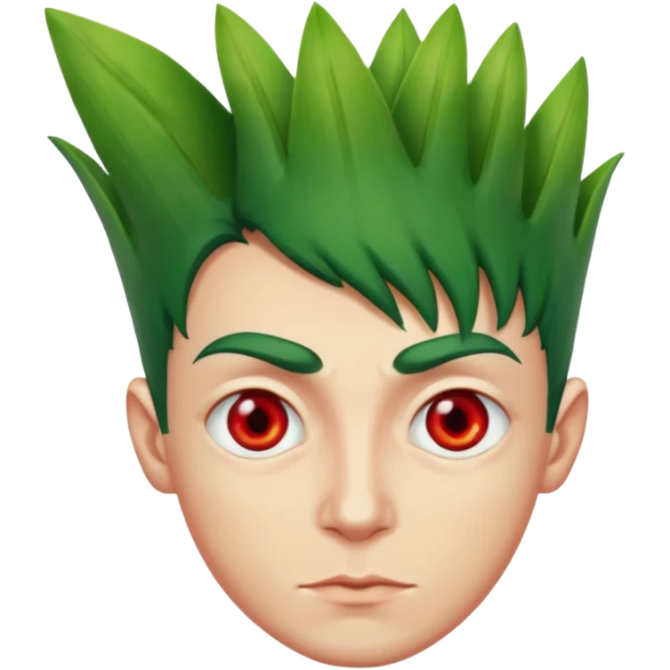 A man with red eye and hair like a leeks emoji