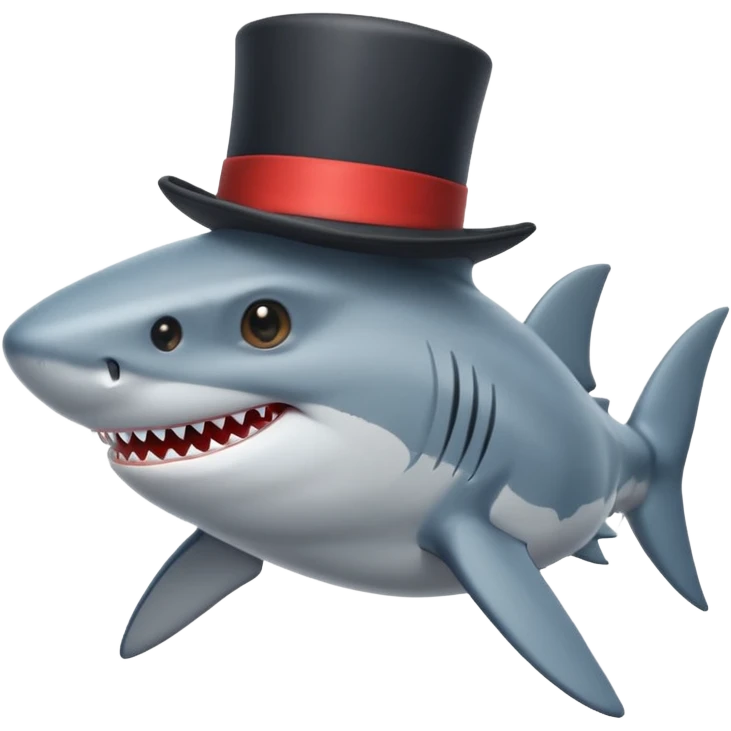 Shark with a top hat emoji