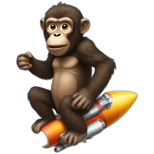 Crazy ape sitting on a rocket emoji