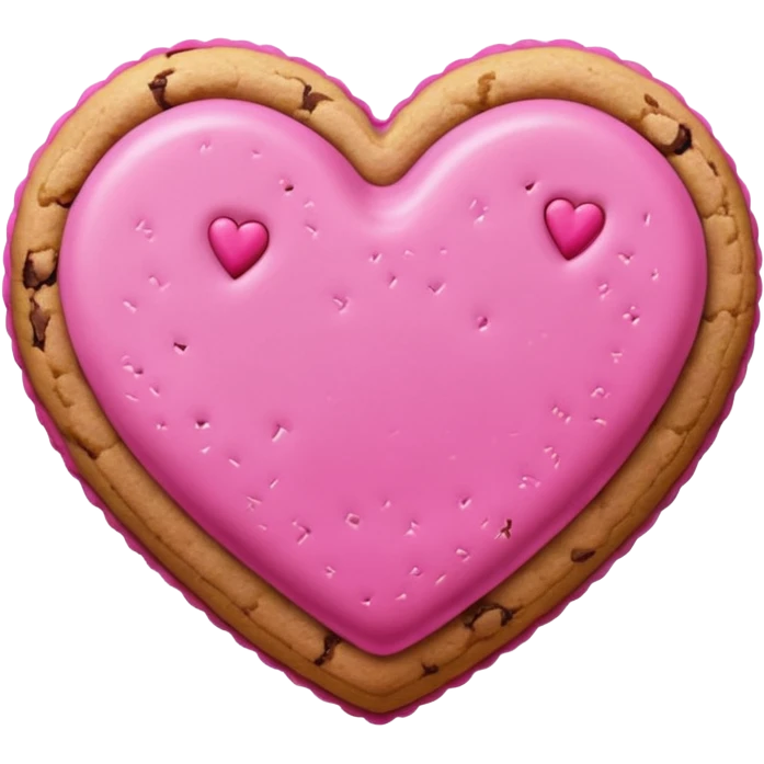 Cookie heart with pink chocolate  emoji