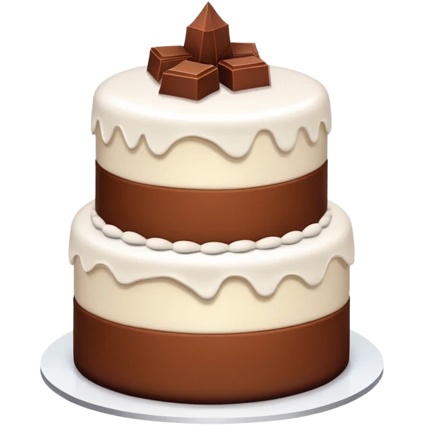 White cake with brown chocolate emoji