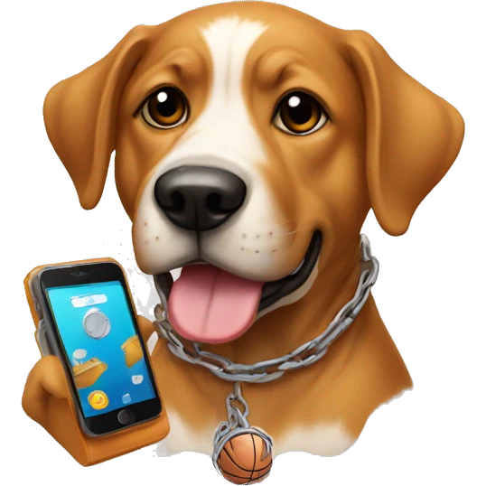Raper dog , chain , phones , basketball  emoji