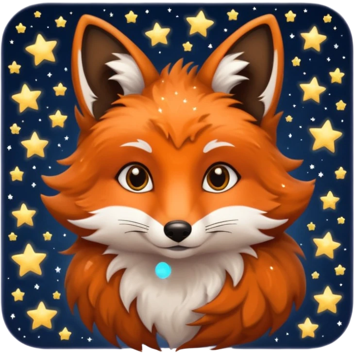 Night Fox with small small stars on it fur
 emoji