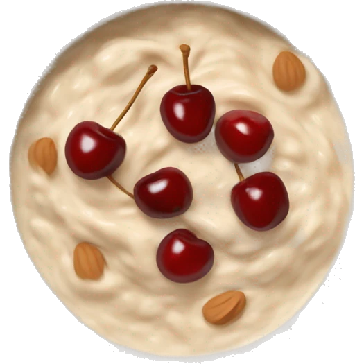 Porridge bowl with cherries and peanut butter emoji