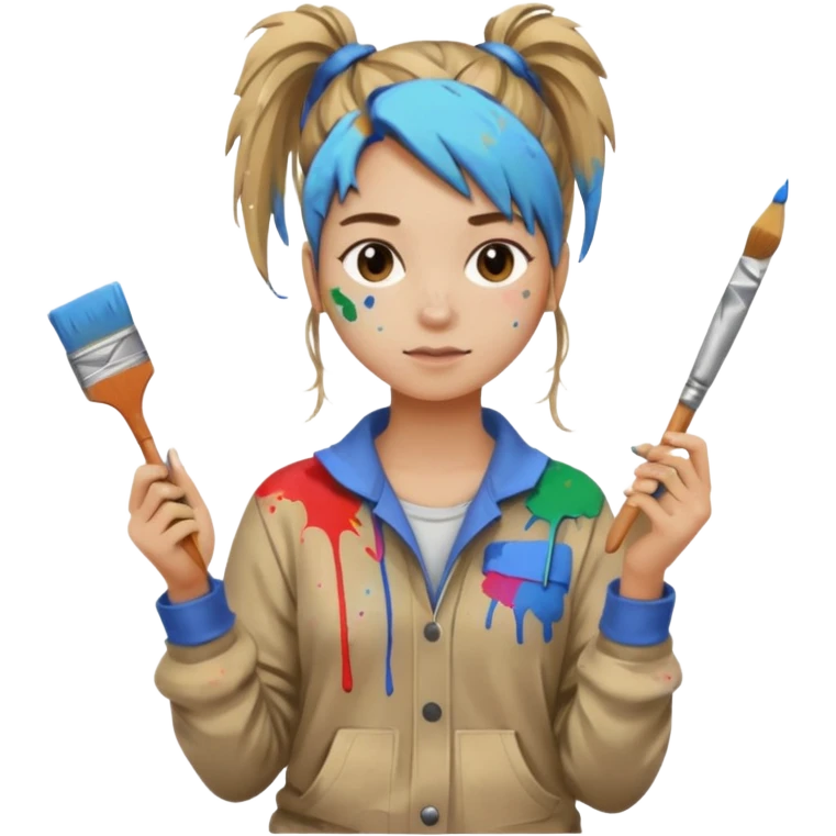 Artist with messy ponytail emoji