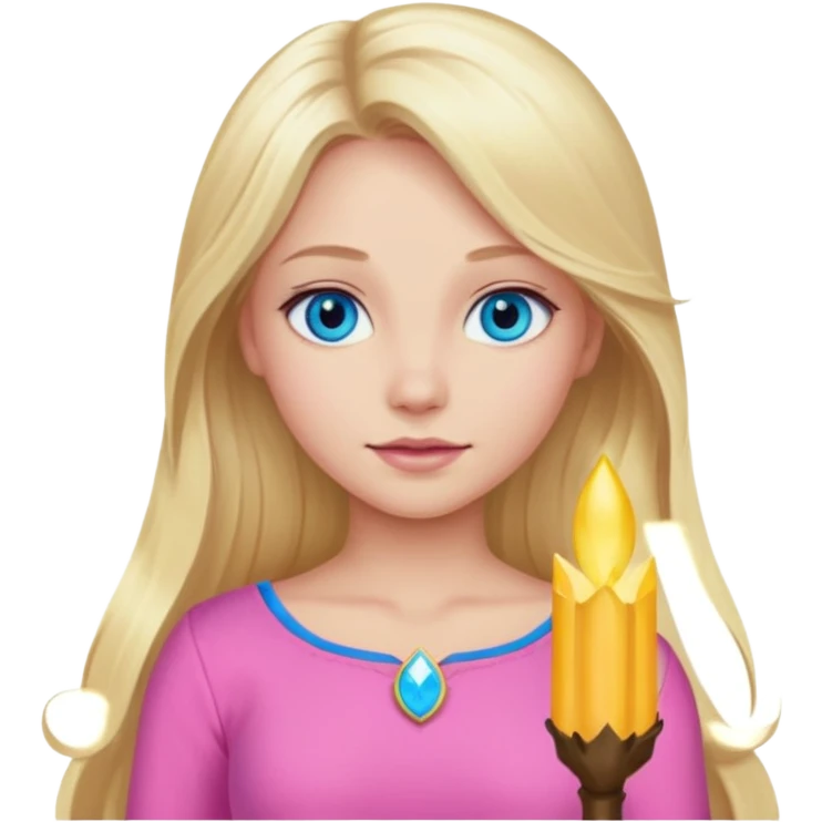 Aurora with long blonde hair, blue eyes, pink outfit emoji