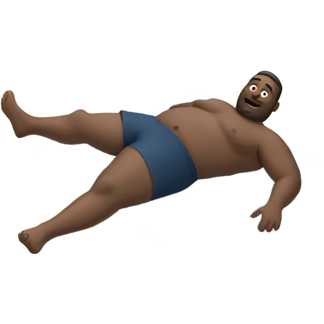 Fat man on beach on his stomach emoji