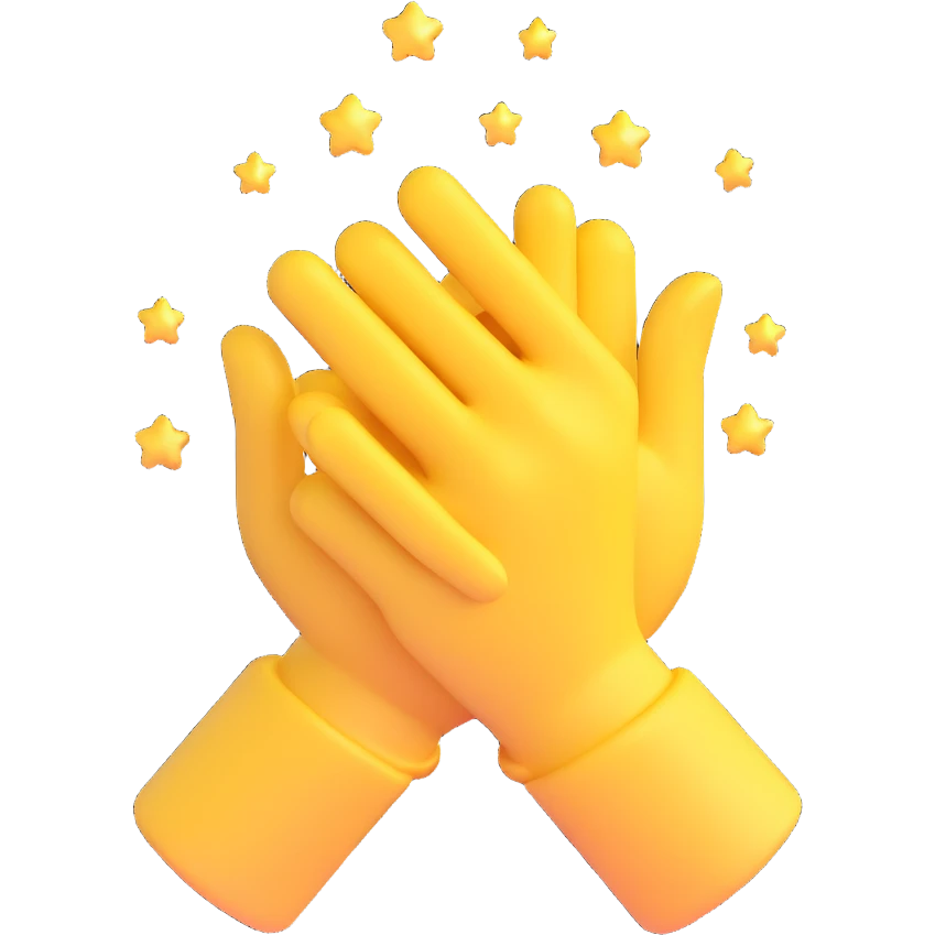 two hands shaking with sparkles, 3D emoji style emoji